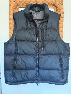 Ralph Lauren Men's Quilted Black Puffer Vest with High Collar